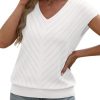 Short Sleeve Sweater for Women V Neck Trendy Summer Tops 2025 Beach Vacation Clothes Travel Business Casual Outfits