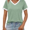 Womens Short Sleeve T-Shirts Summer Tops Casual Soft Tunic V Neck Basic Workout Clothes Spring Fashion Outfits 2025