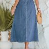 41j6sff5AwL.jpg Denim Skirts for Women Trendy A Line Long Maxi Pull On Elastic Waist Drawstring Stretchy Jean Skirt with Pockets
