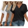 3 Pack T-Shirts Short Sleeve V Neck Tops for Women 2025 Fashion Summer Loose Fit Cute Tee Clothes Trendy Fashion Outfits