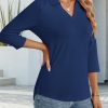 3/4 Length Sleeve Womens Tops Dressy Casual V Neck Polo Shirts Business Work Blouses 2025 Trendy Tunic Top
