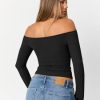Womens Long Sleeve Off The Shoulder Tops Going Out Cute Basic Y2K Fall Fashion 2025 Outfits Clothes