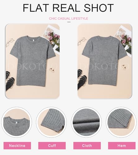 41kypeINd1L.jpg Womens Summer Tops Dressy Casual Crewneck Short Sleeve Shirts Solid Hollow Out Knit Loose Sweater Blouses