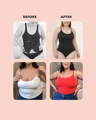 41lEzmKqNtL.jpg Bodysuits for Women - Body Shaper Tummy Control Bodysuit, Shapewear Bodysuits for Women, Scoop Neck Plus Size