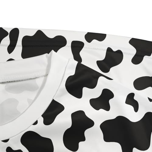 Casual Cow Print T-Shirt Short Sleeve Fun Cow Graphic T-Shirts for Men Women