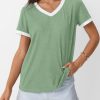 Womens Short Sleeve T-Shirts Summer Tops Casual Soft Tunic V Neck Basic Workout Clothes Spring Fashion Outfits 2025