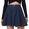 Women's Casual Denim Skirt High Waist A-Line Flared Mini Jean Skirts with Belt