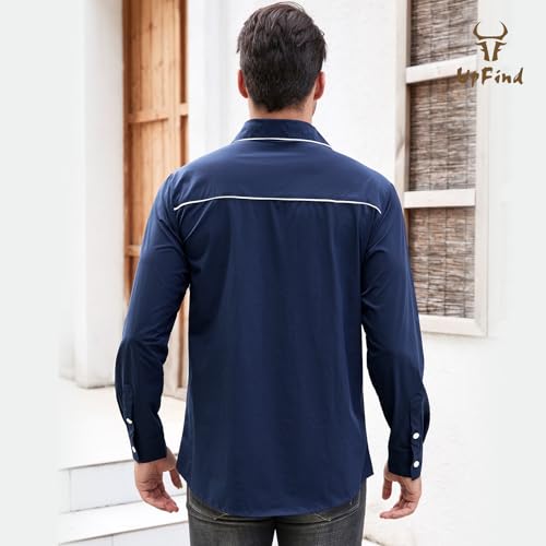 Western Shirts for Men Cowboy Shirts Long Sleeve Embroidered Country Shirt Slim Fit Button Down Shirt Casual Work