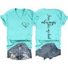 Jesus Christian Shirts Womens Jesus Always Has My Back Tshirt Religious Faith T-Shirt V Neck Inspirational Funny Top