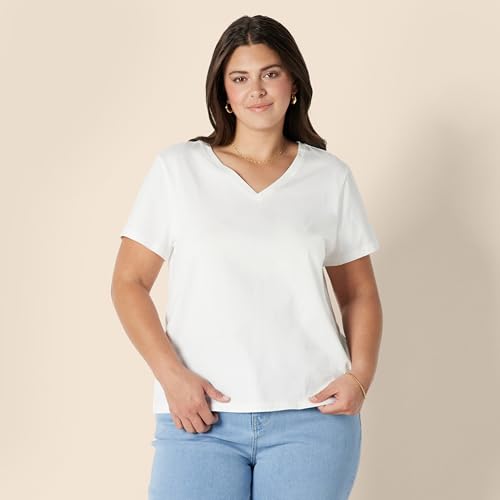 41n-5h0MDlL.jpg Women's Regular Fit 100% Cotton V-Neck Short Sleeve T-Shirt, Multipacks