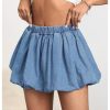Women's Y2k Denim Bubble Skirt Ruched A Line Flared Mini Skirts