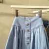 Women's High Waist Long Denim Skirt Button Down Swing A-Line Jean Maxi Skirt with Pockets