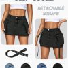 Womens Cargo Skirt Low Waist Button Denim Mini Skirt Summer Y2k Jean Skirt with Flap Pockets