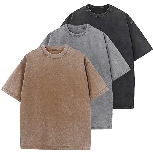 41og0L39BpL.jpg Men's Cotton T-Shirts Oversized Unisex Short Sleeves Casual Loose Wash Solid Basic Tee Tops