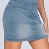 Women's High Waisted Mini Denim Skirts with Pockets Stretch Skinny Jean Bodycon Skirts