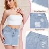 Casual Jean Skirts for Women Denim Mini Skirt Ripped Mid Waist Jean Skirt Frayed Raw Hem Denim Skirts
