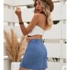Jean Skirt for Women with Slit High Wasited Bodycon Stretch Pencil Mini Short Denim Skirts