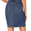 Women's Casual Stretch High Waist Bodycon Denim Jean Midi Skirt with Pockets