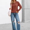 Long Sleeve Henley Shirts Women's Business Casual Lightweight Tunic Sweater Tops