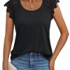Womens Tops Casual Dressy Lace Summer Tee 2025 Cap Sleeve T Shirts Cute Basic Trendy Fashion Spring Outfits