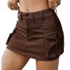 Women's Low Waist Button Bodycon Mini Cargo Denim Skirt with Pocket