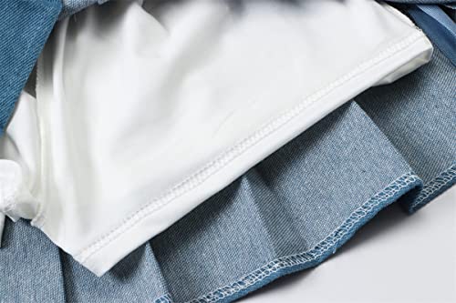 Women Girls Pleated Skirts with Shorts, Elastic Waist Uniform Plus Size Tennis Casual Skirt, 2 Years - US 4XL