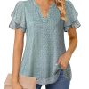 Womens Dressy Chiffon Blouses Summer Puff Petal Short Sleeve Shirts V Neck Casual Work Tops
