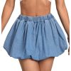 Women's Y2k Denim Bubble Skirt Ruched A Line Flared Mini Skirts