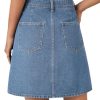 Women's Button Down High Waisted A Line Jean Mini Denim Skirt with Pockets