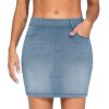 Women's High Waisted Mini Denim Skirts with Pockets Stretch Skinny Jean Bodycon Skirts