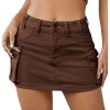 Women's Low Waist Button Bodycon Mini Cargo Denim Skirt with Pocket