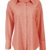 Women's Casual Button Down Shirts Dressy Hollow Out Long Sleeve Blouses Tops with Pockets