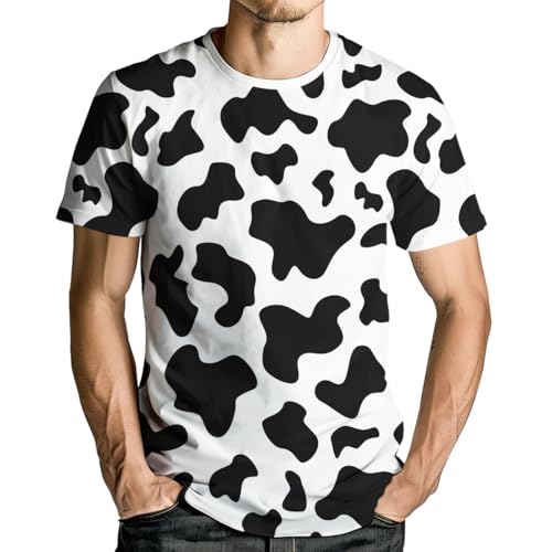 Casual Cow Print T-Shirt Short Sleeve Fun Cow Graphic T-Shirts for Men Women