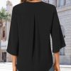 Women Blouses Dressy Casual 3/4 Sleeve Tops Business Work Chiffon Office V Neck Shirts M-3XL