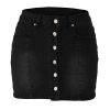Women's Button Down Front Denim Short Skirt with Side Pocket