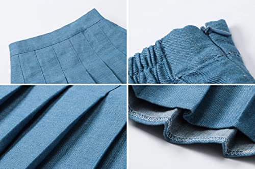 Women Girls Pleated Skirts with Shorts, Elastic Waist Uniform Plus Size Tennis Casual Skirt, 2 Years - US 4XL