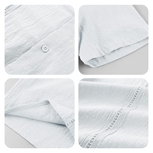 41yybnuUKcL.jpg Mens Short Sleeve Cuban Camp Guayabera Shirt Linen Cotton Hippie Beach Button Down Shirts