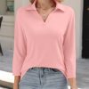 Womens V Neck Polo Shirts 3/4 Sleeve Collared Tops Business Casual Summer Tops Trendy Loose