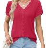 Blouses for Women Dressy Casual Petal Short Sleeve Business Work Tops Ladies Lace V Neck Summer Trendy Shirts