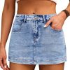 Denim Skort for Women High Waist Mini Denim Skirt Casual Stretch Women Jean Skirt with Pockets