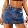 Mini Denim Skirt Women Stretch Jean Skirt High Waisted Casual Short Jean Skirt 5 Pockets with Bows Y2K