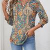 512akW4MlL.jpg Women's 2025 Fashion Tops 3/4 Length Sleeve Business Casual Blouses Summer Tees Shirts S-4X