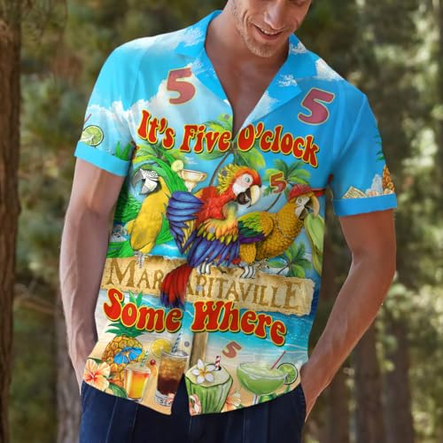 Casual Neon Hawaiian Shirt for Men Vintage Basic Mens Hawaiian Shirts Short Sleeve Button Down Shirt Men