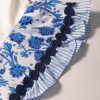 Womens Summer Ruffle Short Sleeve Top Crewneck T Shirts Floral Trim Casual Blouses