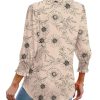 3/4 Length Sleeve Womens Tops Dressy Casual Blouses V Neck T Shirts with Smocked Cuffs