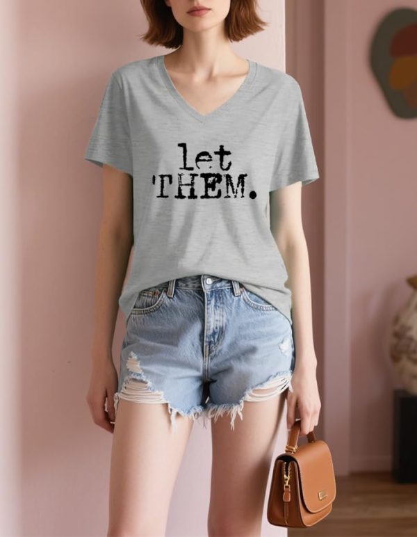 Let Them Shirts for Women V-Neck Inspirational Graphic Tees Mental Health Tops