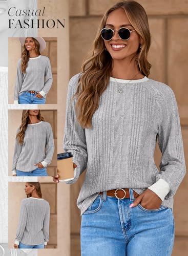Long Sleeve Shirts for Women Casual Fashion Loose Fit Womens Tops Crewneck Basic Pullover Tunics