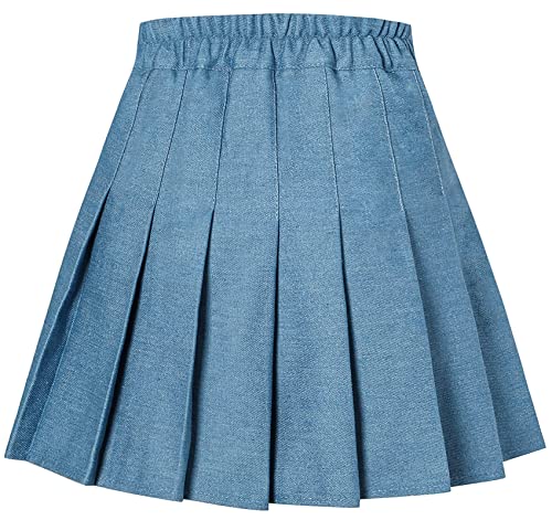 Women Girls Pleated Skirts with Shorts, Elastic Waist Uniform Plus Size Tennis Casual Skirt, 2 Years - US 4XL