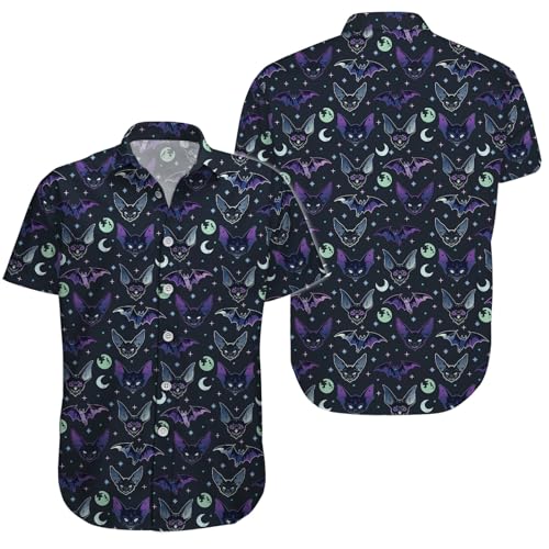 Halloween Shirt for Men Women, Casual Button Up Shirt Unisex, Short Sleeve Hawaiian Aloha Shirts