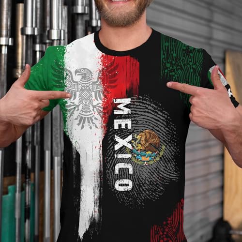 Mexico T-Shirt Mexican Flag Shirt Unisex Round Neck Short Sleeve 3D T-Shirt Top